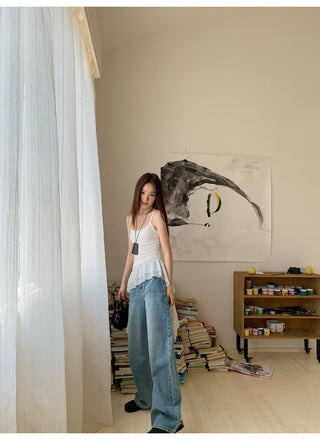 worn vest jeans