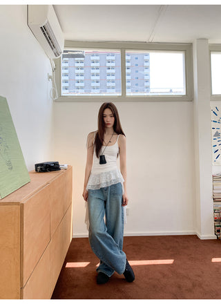 worn vest jeans