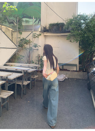 worn vest jeans
