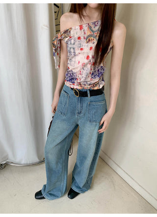 worn vest jeans