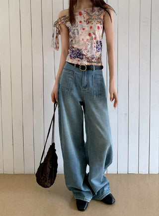 worn vest jeans