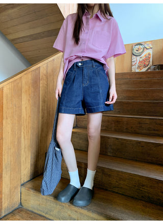 dark denim shorts 01