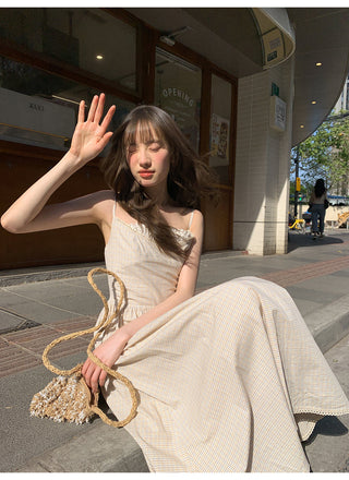 stitching plaid dress