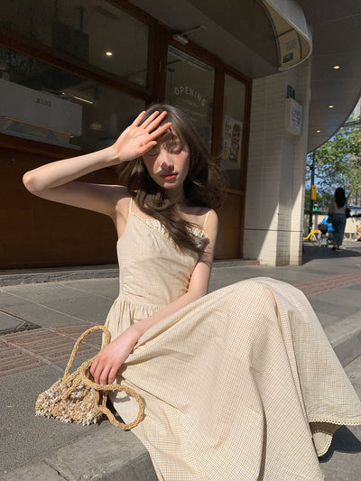 stitching plaid dress