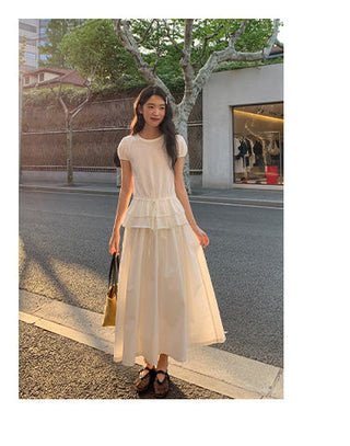 white elastic skirt