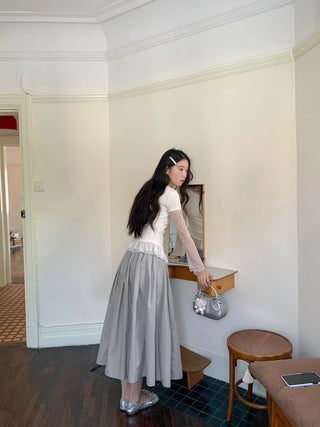 white elastic skirt