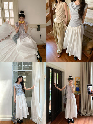 white elastic skirt