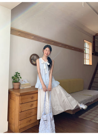 white elastic skirt