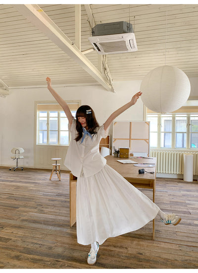 white elastic skirt