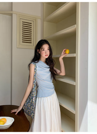 white elastic skirt