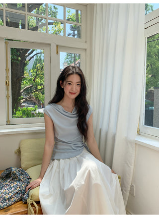 white elastic skirt