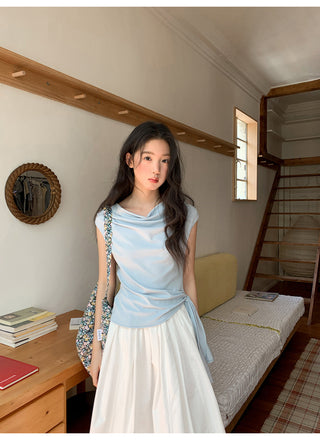 white elastic skirt