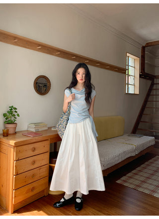 white elastic skirt