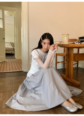 white elastic skirt