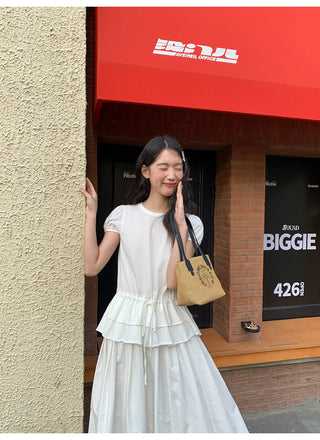 white elastic skirt