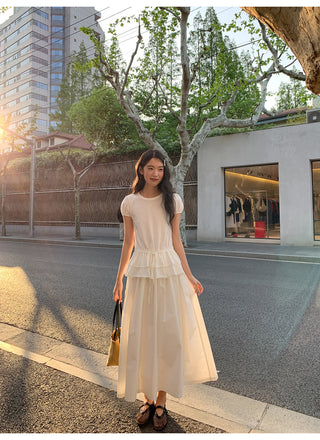white elastic skirt