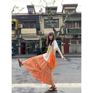 orange plaid skirt