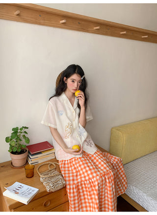 orange plaid skirt