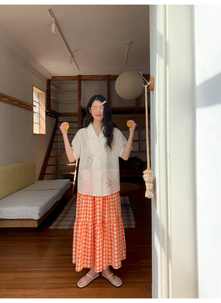 orange plaid skirt