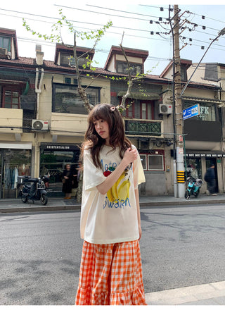 orange plaid skirt