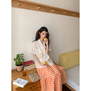 orange plaid skirt