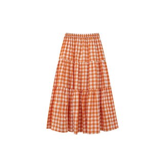 orange plaid skirt