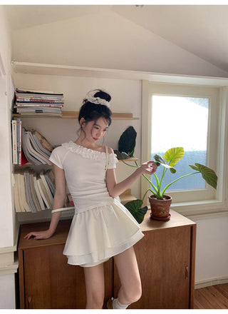 drawstring white skirt