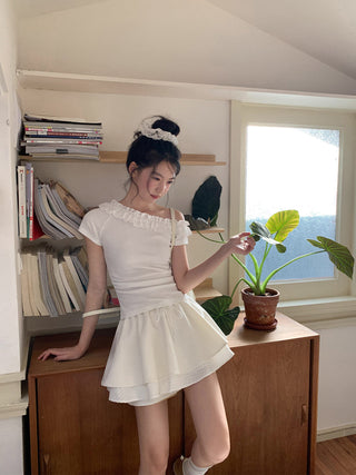 drawstring white skirt