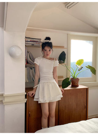 drawstring white skirt