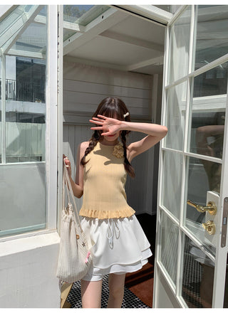 drawstring white skirt