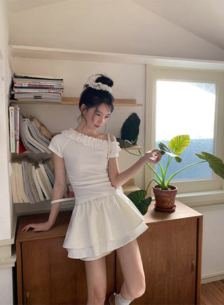 drawstring white skirt