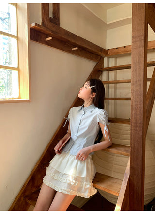 drawstring lace shirt