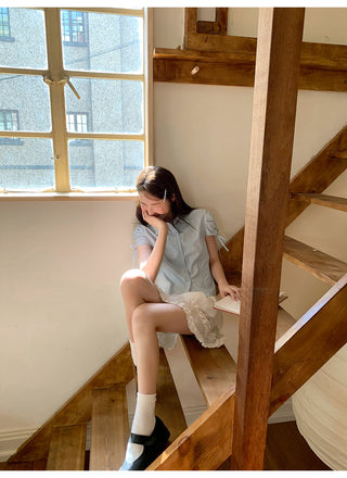 drawstring lace shirt