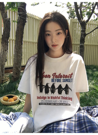 penguin print tee