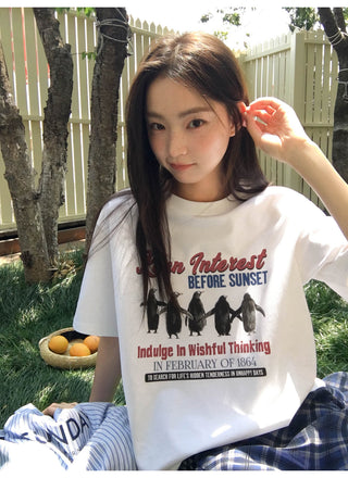penguin print tee