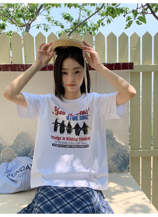 penguin print tee