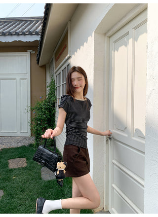 narrow denim shorts