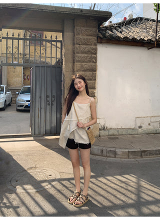 narrow denim shorts
