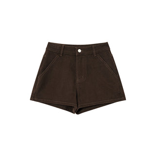 narrow denim shorts