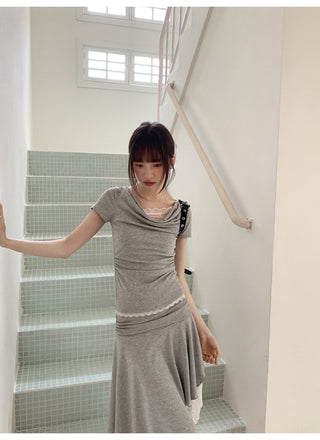 gray lace set