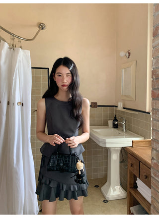 ruffle vest set