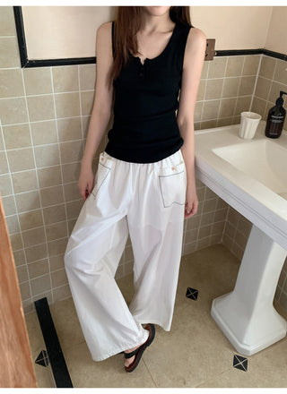 lace pocket pants