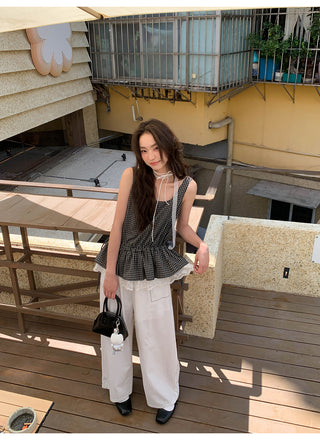 lace pocket pants