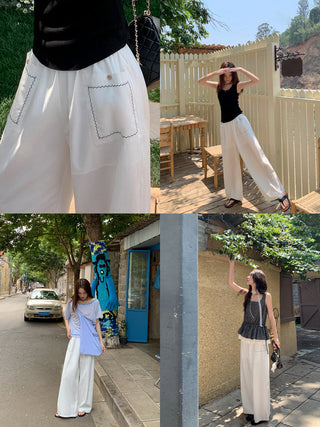 lace pocket pants