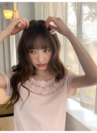 ruffled plaid Top