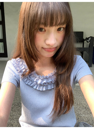 ruffled plaid Top