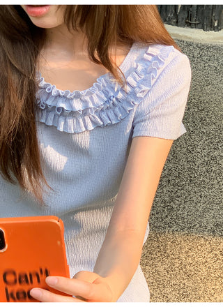 ruffled plaid Top