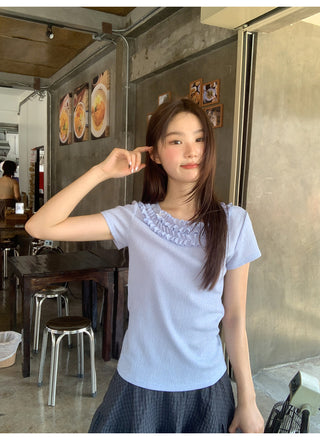 ruffled plaid Top