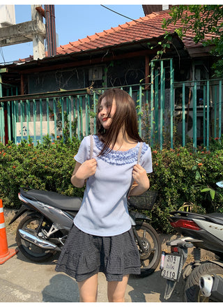 ruffled plaid Top