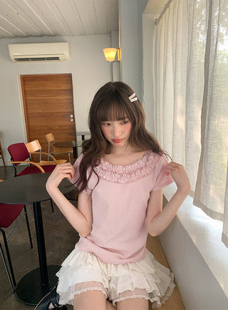 ruffled plaid Top
